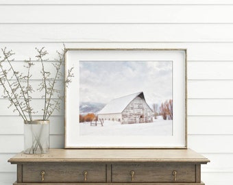 White Winter Barn - Colorado Landscape Wall Art, Print or Canvas Artwork