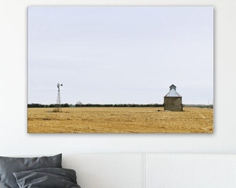 Country Farmhouse Wall Art Decor -  Rustic Farm Landscape, Windmill Print or Canvas Artwork