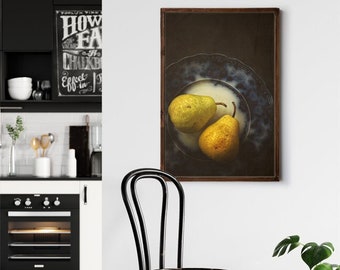 Fruit Still Life - Yellow Pears, Kitchen & Dining Wall Decor, Prints or Canvas Artwork