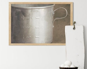 Retro Modern Kitchen Wall Art - Vintage Measuring Cup Print or Ready to Hang Canvas Artwork