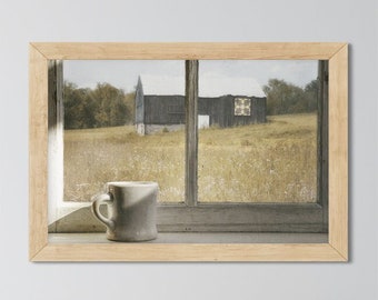 Barn Landscape - Kitchen Wall Art Decor, Coffee Mug & Window, Rustic Country Prints or Canvas Artwork