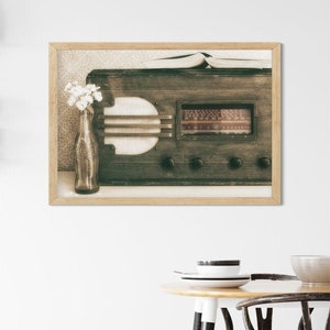 Retro Kitchen Wall Art - Mid Century Decor, Vintage Radio & Soda Bottle Prints or Canvas Artwork