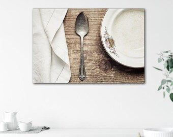 Spoon Wall Art - Rustic Farmhouse Kitchen & Dining Decor, Breakfast Nook Art Prints or Canvas Artwork