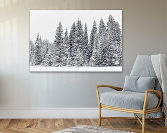 Cabin Wall Art - Pine Tree Forest, Lodge Decor, Winter Landscape Prints & Canvas Artwork