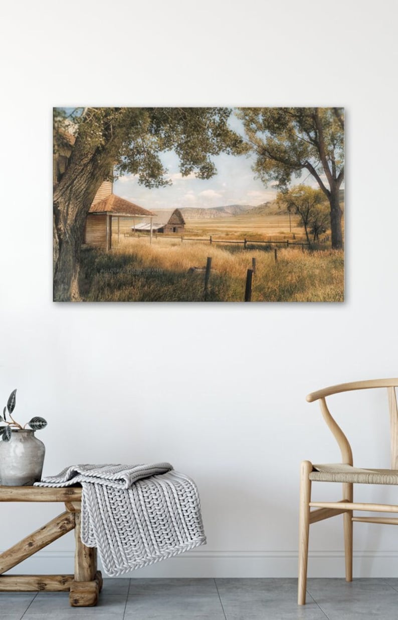 Country Wall Art Decor Farm House Picture, Barn Landscape Photography, Print or Canvas Artwork Canvas Wrap