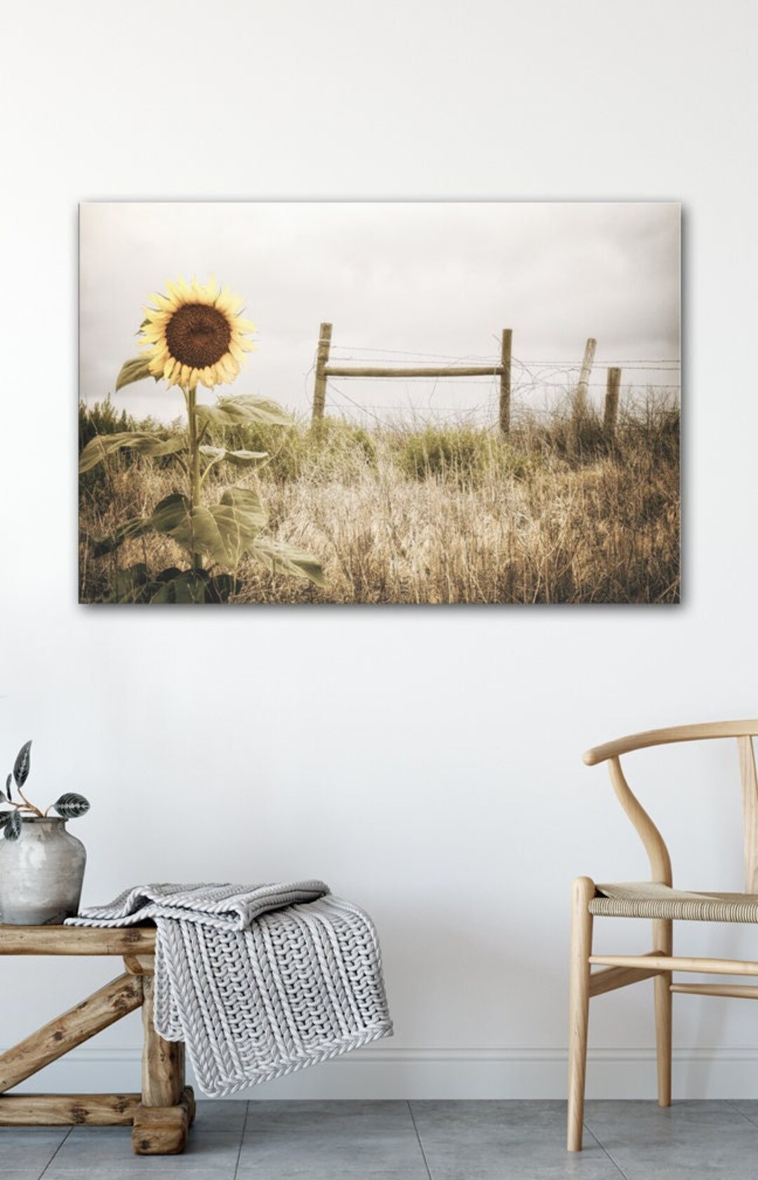 Farmhouse Rustic Wall Decor - Sunflower Fields, Country Landscape ...