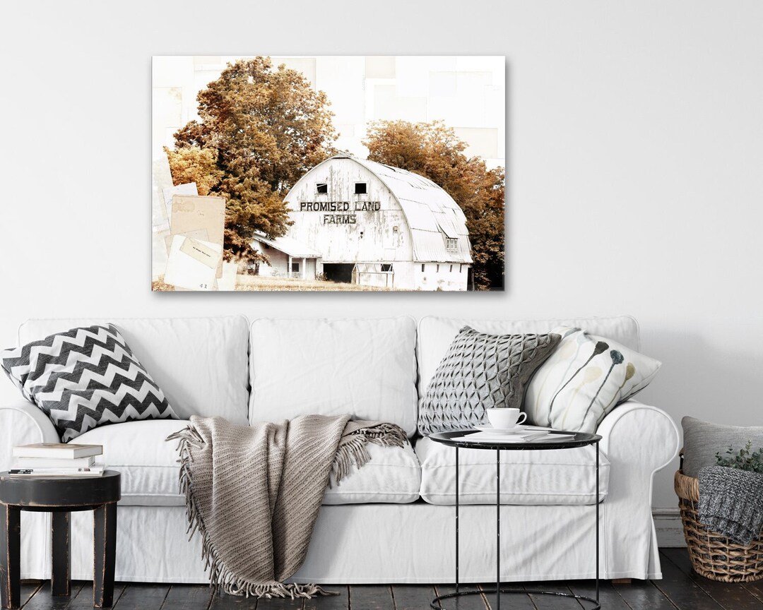 White Barn Wall Art Decor Rustic Farmhouse Style Mixed Media Etsy