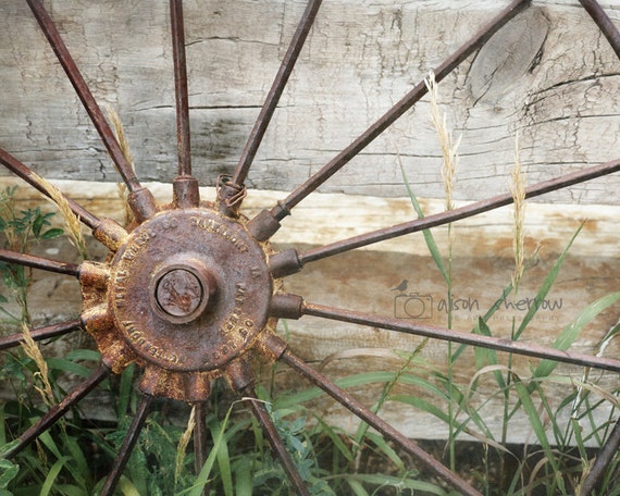 Rustic Wall Decor Wagon Wheel Photograph Country Farmhouse Etsy