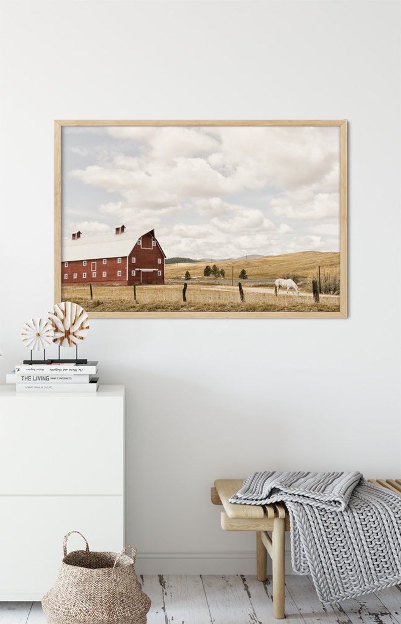 Horse & Barn Wall Art Colorado Ranch Landscape, Prints or Canvas Artwork image 2
