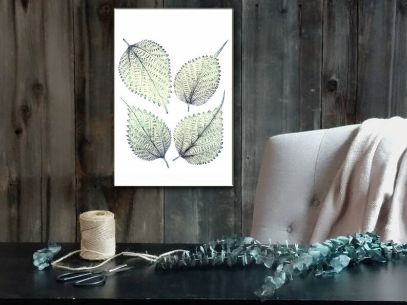 Green Leaf Botanical Wall Art Leaves Vertical Nature Etsy