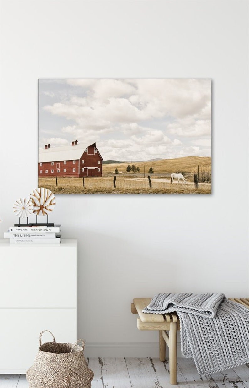 Horse & Barn Wall Art Colorado Ranch Landscape, Prints or Canvas Artwork Canvas Wrap