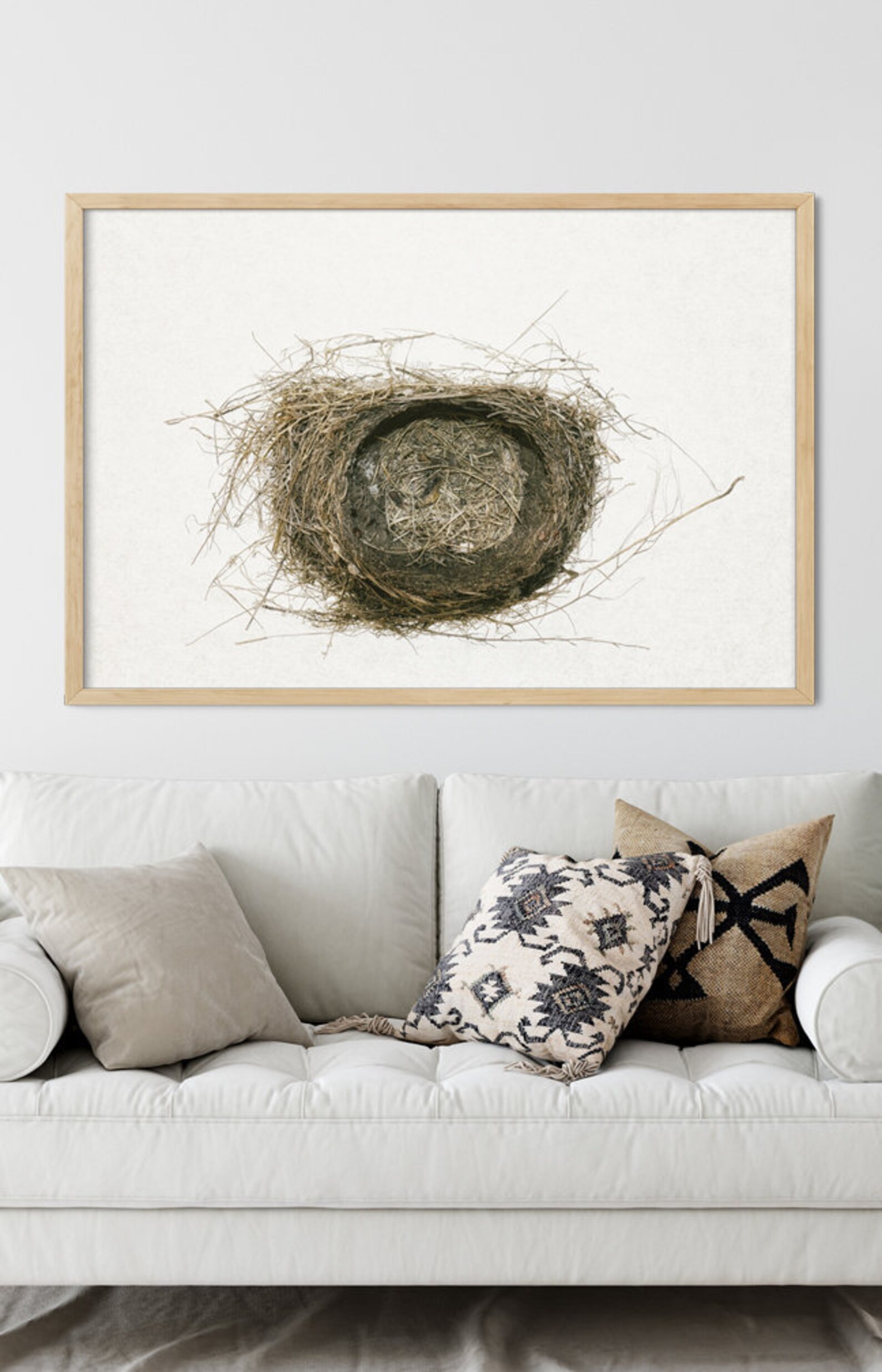 Bird Nest Wall Art Simple Farmhouse Wall Decor Neutral Etsy