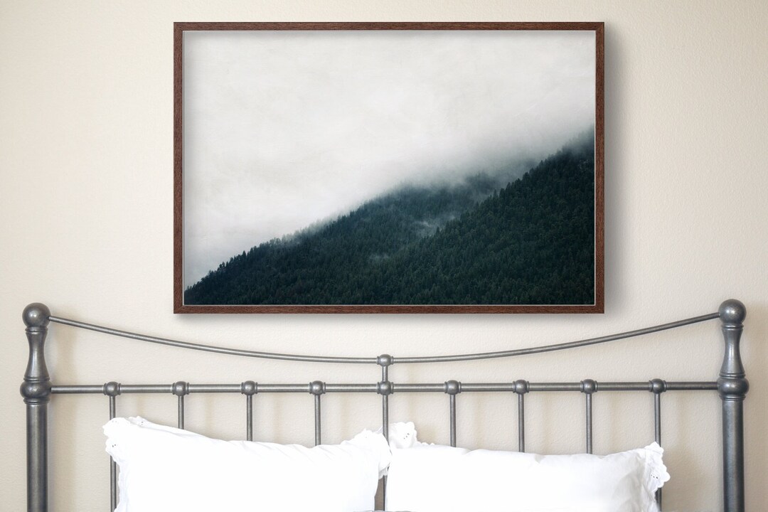 Forest Landscape Wall Art - Mountain Decor, Trees in Fog Nature ...