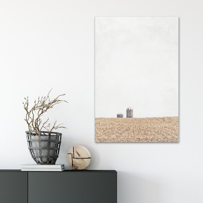 Farm Landscape Wall Art Three Silos Farmhouse Minimalist Etsy