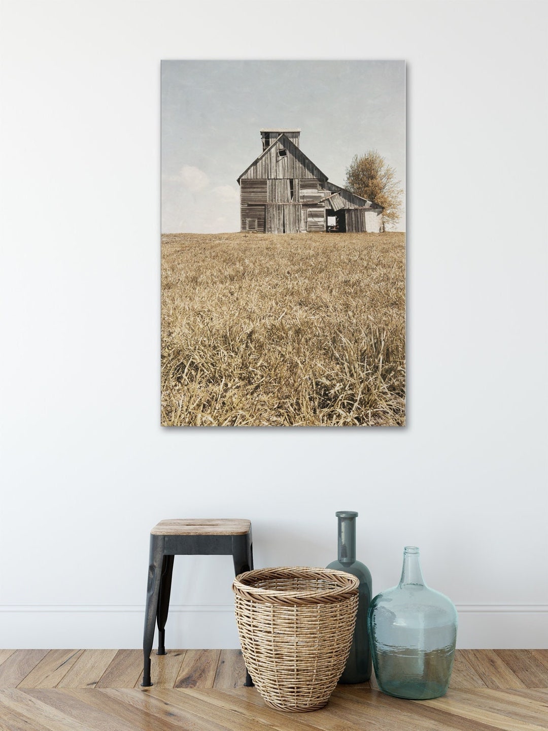Rustic Barn Landscape Art - Charming Country Farmhouse Wall Decor ...