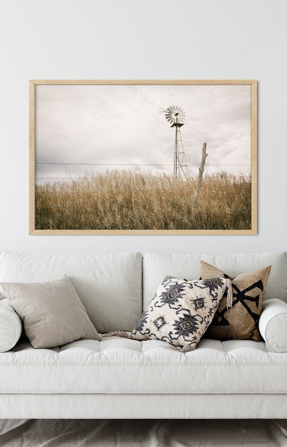 Rustic Country Wall Decor Windmill Art Farm Landscape Print Etsy