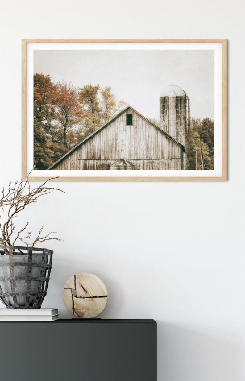 Rustic Country Decor Wall Art Autumn Barn Landscape Print Etsy