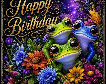 Whimsical Frog Birthday Card