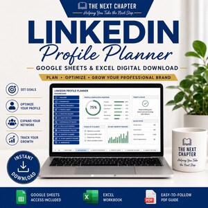 LinkedIn-profilplanerare | Mall för karriäroptimering i Google Sheets (digital nedladdning)