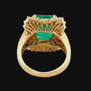 Estate Emerald Cut Diamond Cocktail Ring, 18K Yellow Gold Statement Piece