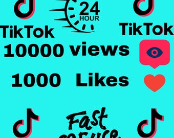TikTok再生回数10,000回、いいね数1,000件 | 動画のいいね数と再生回数を高速増加 | ソーシャルメディアデジタルサービス