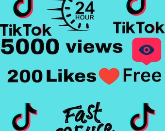 TikTok再生回数5000回といいね200件ボーナス | 動画のいいねと再生回数を高速で増加 | ソーシャルメディアデジタルサービス