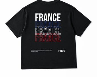 France Oversized T-Shirt - Football Graphic Tee, Streetwear Boxy Shirt, Unisex FWC26 Apparel