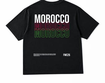 Morocco Oversized T-Shirt - Football Graphic Tee, Streetwear Boxy Shirt, Unisex FWC26 Apparel