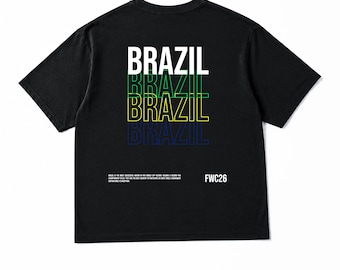 Brazil Oversized T-Shirt - Football Graphic Tee, Streetwear Boxy Shirt, Unisex FWC26 Apparel