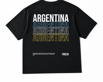 Argentina Oversized T-Shirt - Football Graphic Tee, Streetwear Boxy Shirt, Unisex FWC26 Apparel