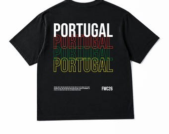 Portugal Oversized T-Shirt - Football Graphic Tee, Streetwear Boxy Shirt, Unisex FWC26 Apparel