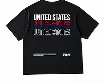 USA Oversized T-Shirt - Football Graphic Tee, Streetwear Boxy Shirt, Unisex FWC26 Apparel
