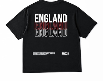 England Oversized T-Shirt - Football Graphic Tee, Streetwear Boxy Shirt, Unisex FWC26 Apparel