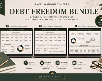 Debt Freedom Bundle: Debt Payoff Planner, Snowball, Avalanche (Digital Download)