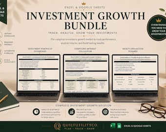 Investment Growth Bundle: Portfolio Tracker, Wealth Projection (Digital Download)