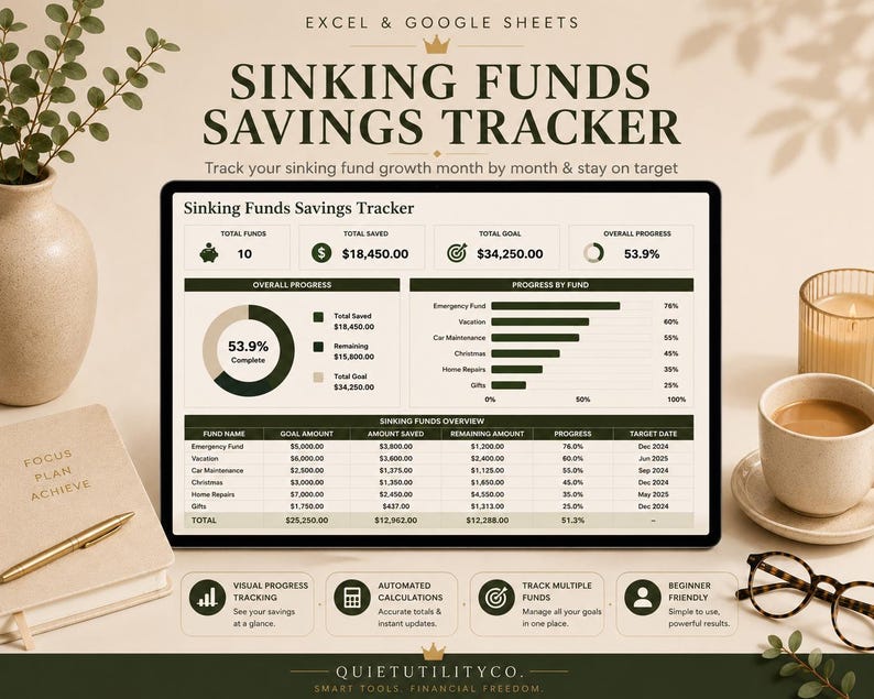 Sinking Funds Tracker Excel Template Commercial Use - Etsy Australia