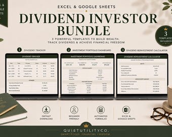 Dividend Investor Bundle: Track Portfolio, Income, Wealth (Excel, Google Sheets)