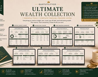 Ultimate Wealth Collection Excel Spreadsheet Wealth Builder Financial Planner Net Worth Investment Bundle