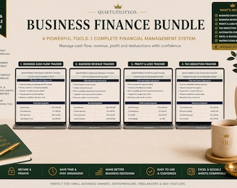 Business Finance Bundle Excel Spreadsheet Cash Flow Revenue Profit Loss Tax Tracker