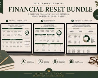Financial Reset Bundle: Budget Planner, Spending Tracker (Digital Download)