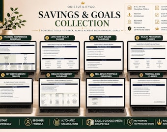 Savings Goals Collection Savings Tracker Financial Goal Planner Budget Bundle