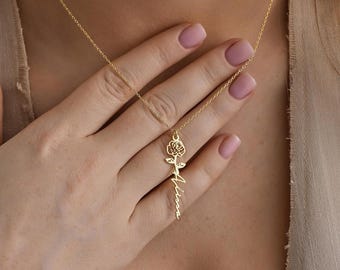 Collar con nombre personalizado, plata de ley chapada en oro de 18 quilates, joyería minimalista personalizada.