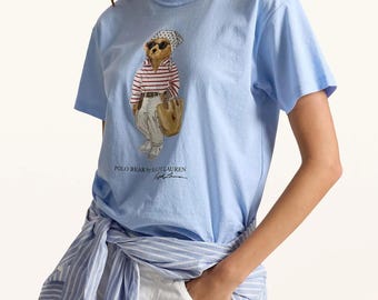 Camiseta con estampado de oso / Camiseta informal de algodón / Camiseta unisex de estilo urbano
