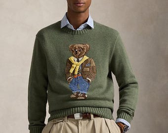 Bear-Themed Knit Pullover | Warm Winter Sweater | Casual Outfit