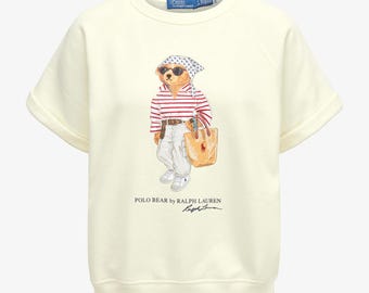 Camiseta con estampado de oso / Camiseta de algodón de cuello redondo estilo vintage