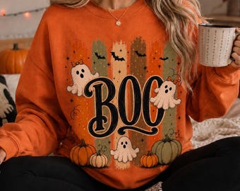 Boo Season Png Striped Ghost Png Retro Halloween 2026 Shirt Design Spooky Season Sublimation Digital Download