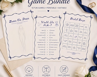 Fresh Off The Market Bridal Shower Games Bundle | She's Tying the Knot | Editable Canva Printable Template