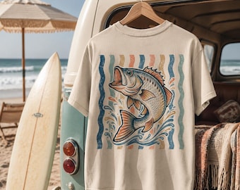Retro Bass Fish Png Coastal Fishing Png Preppy Lake Summer Shirt Design Largemouth Bass Sublimation Vintage Fish Digital Download