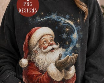 Conjunto de 5 imágenes PNG de Papá Noel vintage, imágenes PNG navideñas retro, imágenes PNG de Papá Noel, imágenes PNG de invierno acogedor, sublimación para camisetas navideñas, descarga digital.