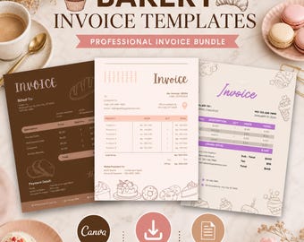 Bakery Invoice Templates Canva Editable | Professional Order Form (Digital Download)